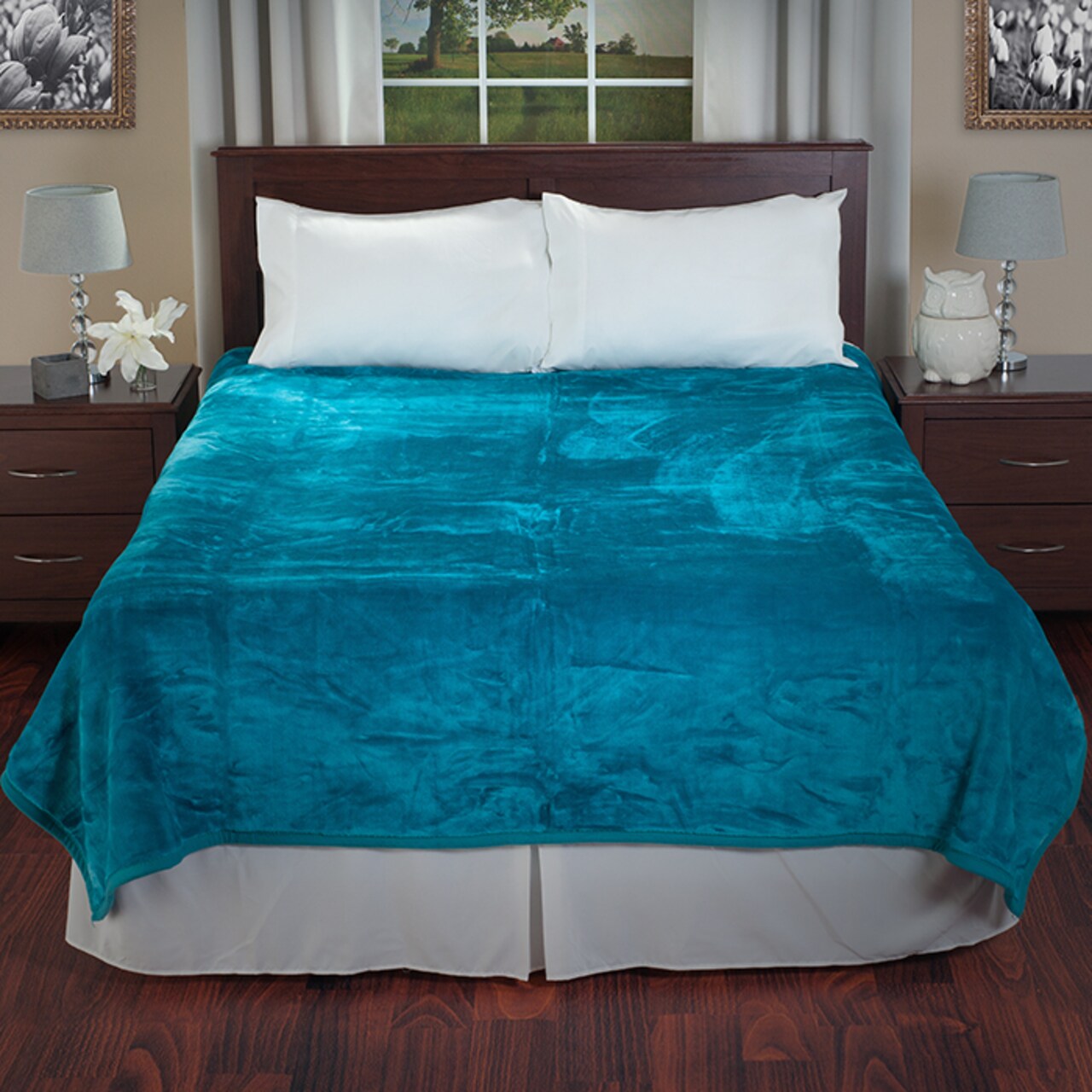 Lavish Home Aqua Plush Mink Blanket 81X91 Heavy Soft 100% Polyester 8Lb